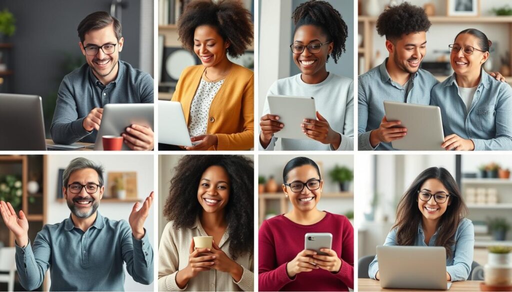 Collage of people succeeding with various side hustles